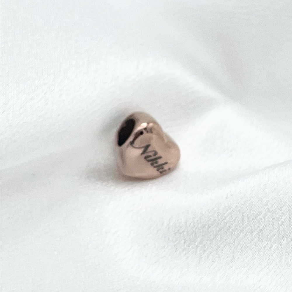 Rose Gold Custom Name Heart Bracelet Charm